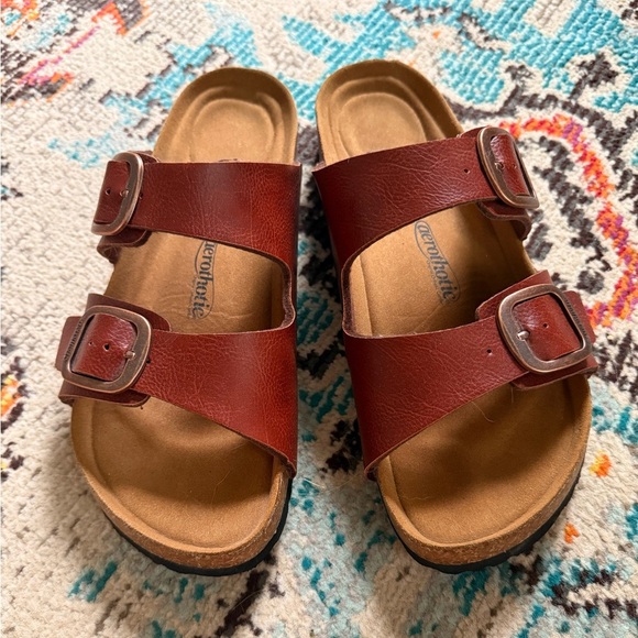 Aerothotic Brownish Red Leather Sandals - Picture 1 of 4